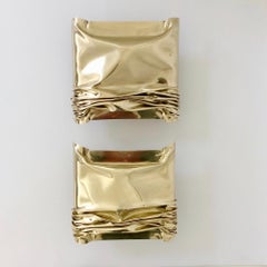 Jacques Moniquet Pair of Brass Sconces for Cheret AAM Paris, circa 1975, France