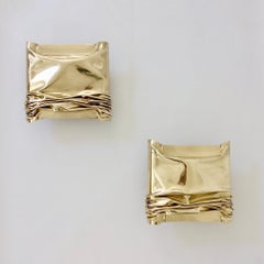 Jacques Moniquet Pair of Brass Sconces for Cheret AAM Paris, circa 1975, France