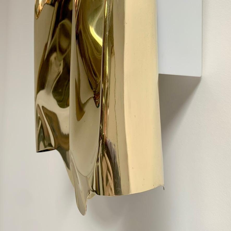 Late 20th Century Jacques Moniquet Rare Large Drapé Brass Sconce By AAM Paris, circa 1975, France. For Sale