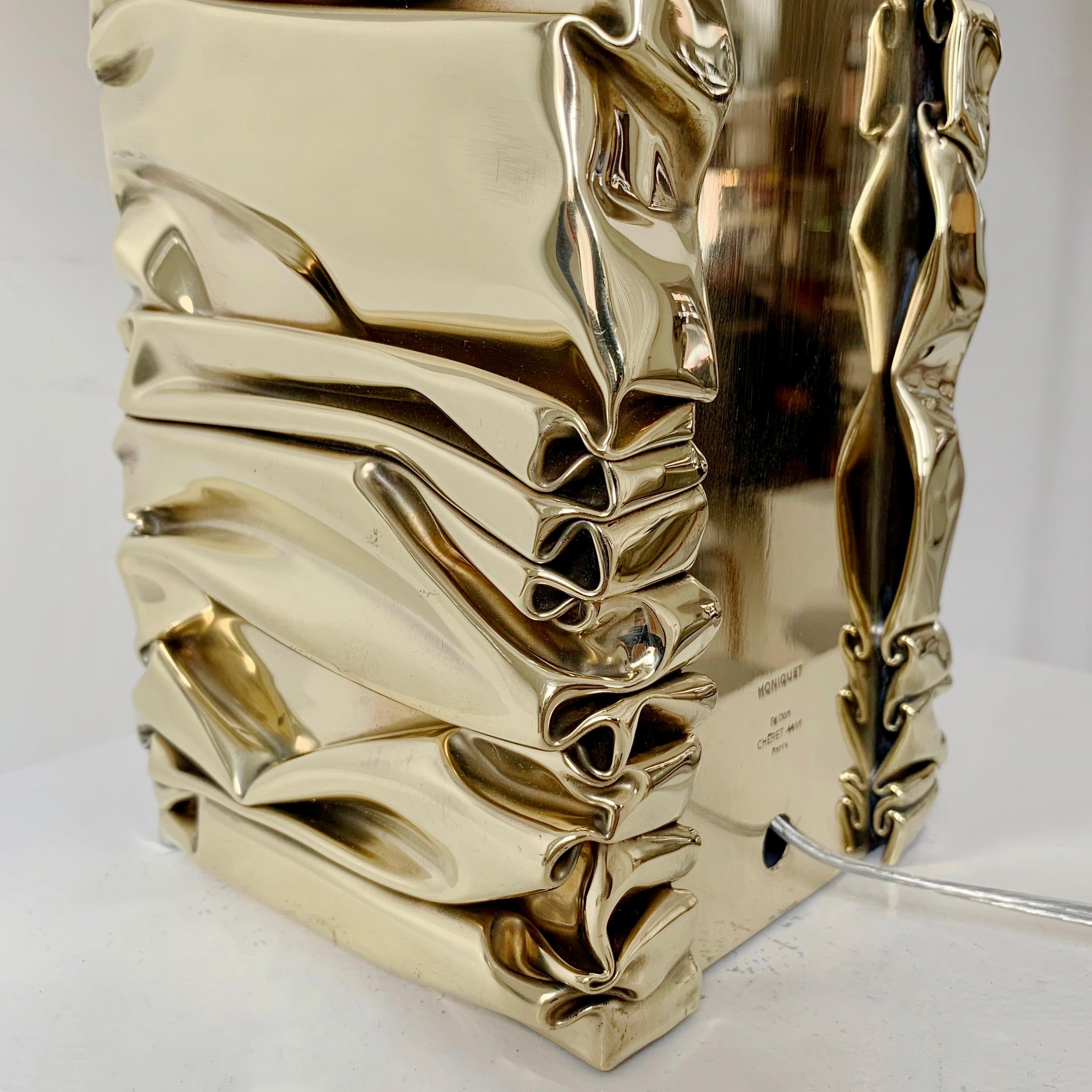 Jacques Moniquet Signed Brass Table Lamp, circa 1975, France. For Sale 4