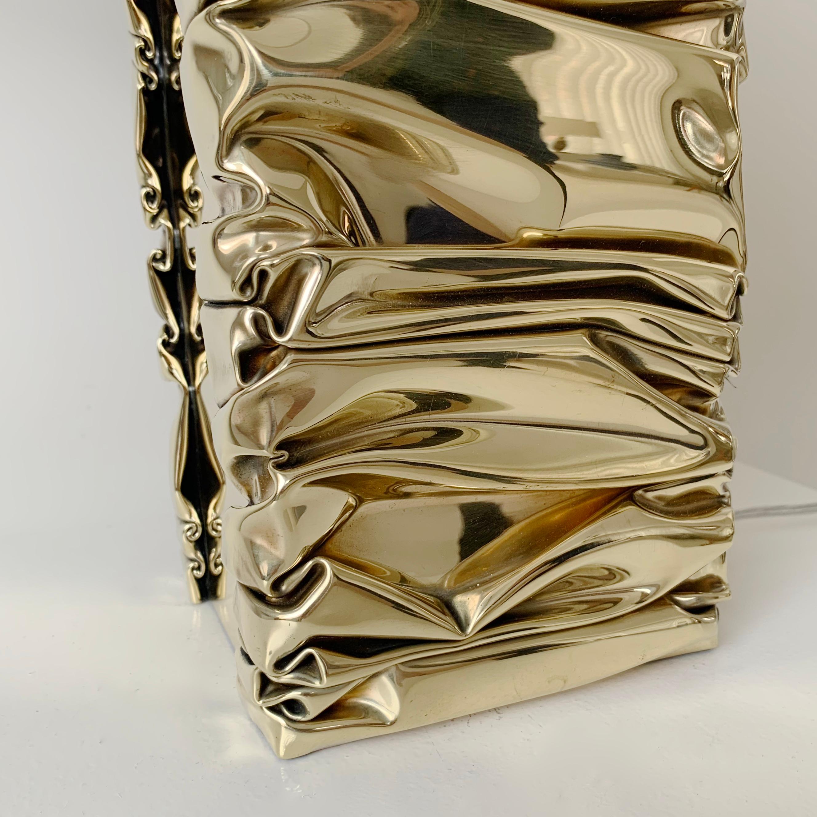 Jacques Moniquet Signed Brass Table Lamp, circa 1975, France. For Sale 5