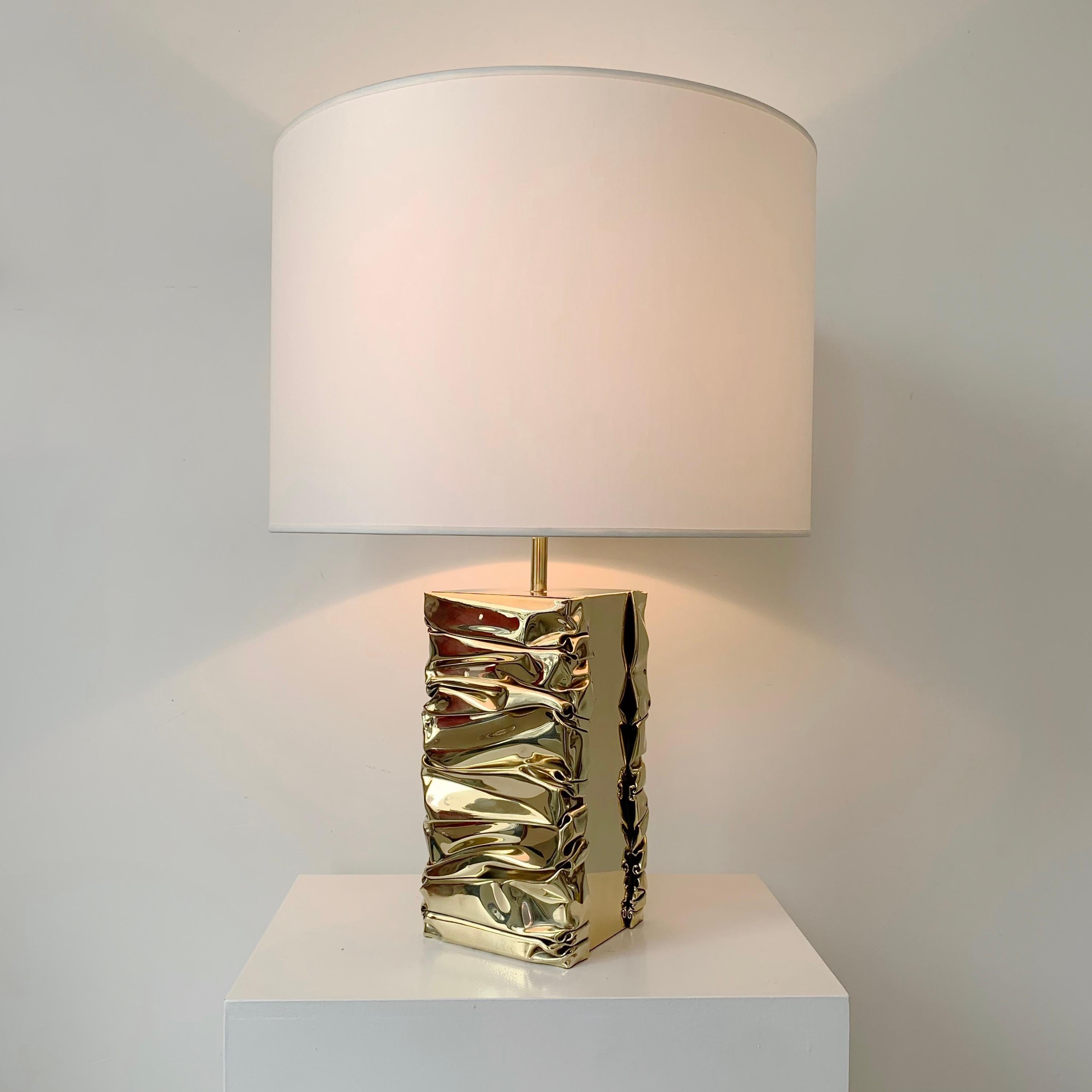 Jacques Moniquet Signed Brass Table Lamp, circa 1975, France. For Sale 8