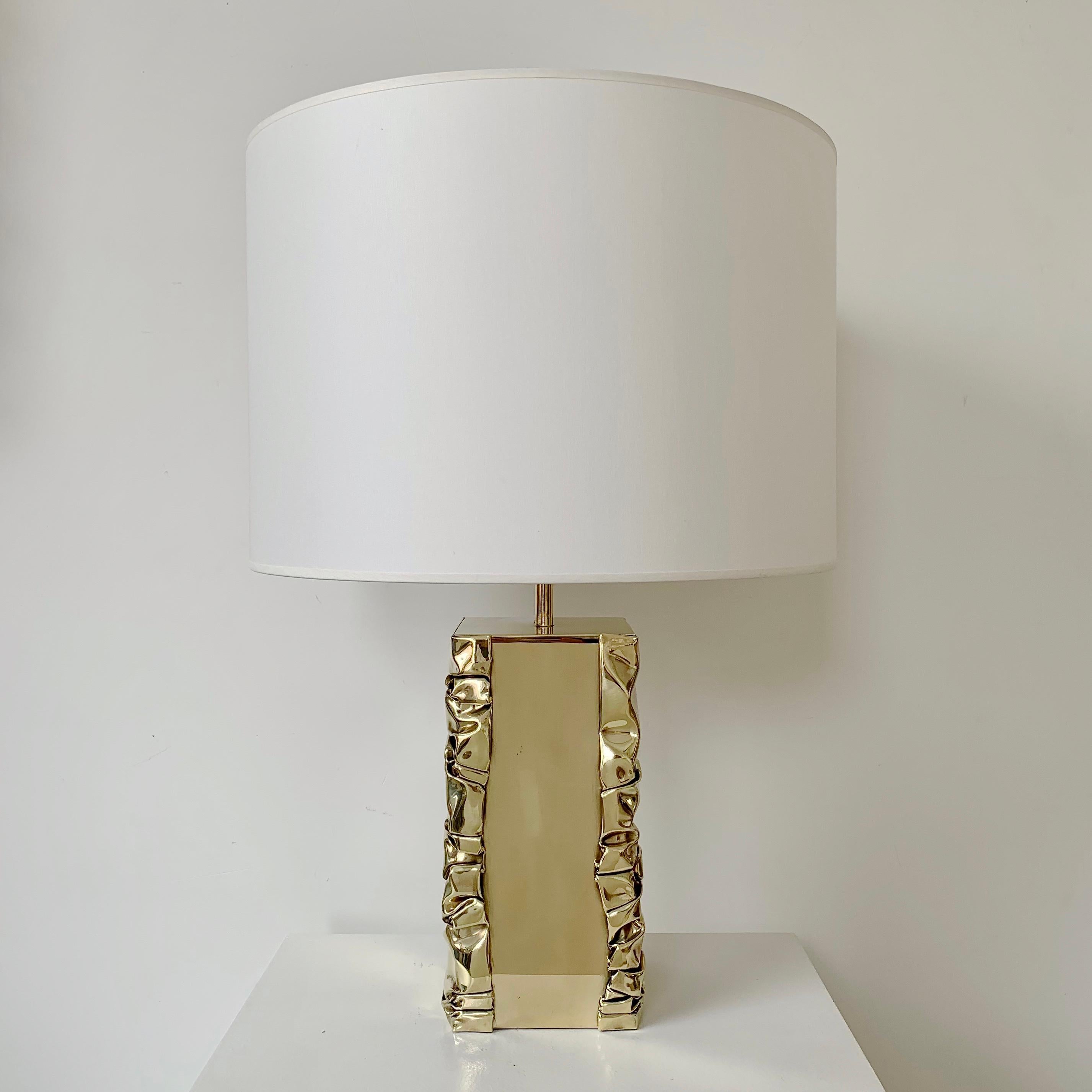 Jacques Moniquet Signed Brass Table Lamp, circa 1975, France. In Good Condition For Sale In Brussels, BE