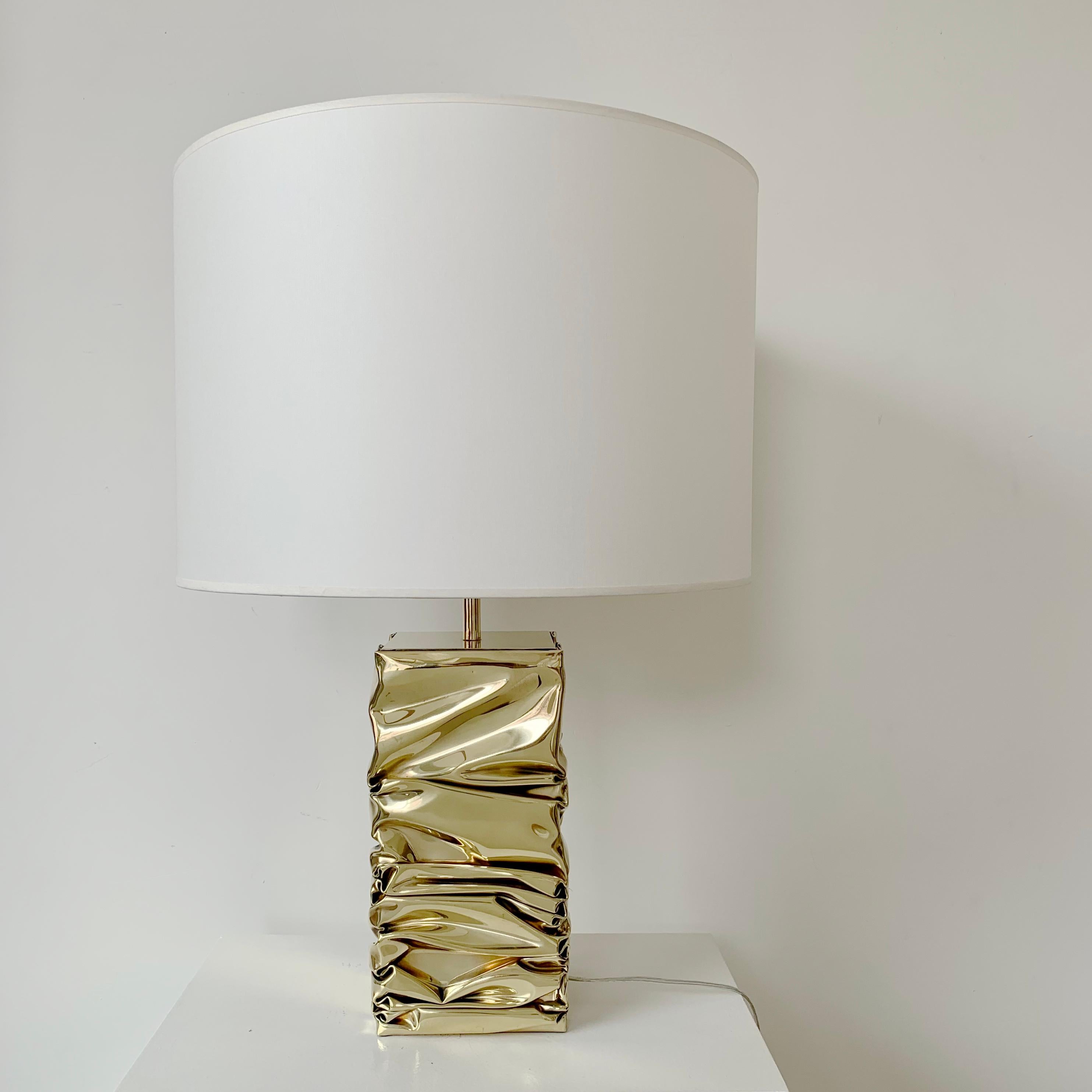Jacques Moniquet Signed Brass Table Lamp, circa 1975, France. For Sale 1
