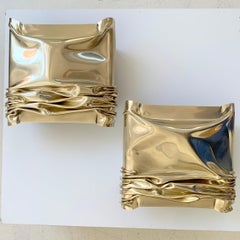 Jacques Moniquet, coppia di lampade in ottone firmate per Cheret AAM Paris, 1975, Francia