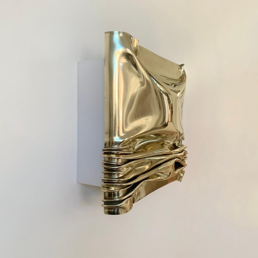 Jacques Moniquet, coppia di lampade in ottone firmate per Cheret AAM Paris, 1975, Francia In condizioni buone in vendita a Brussels, BE