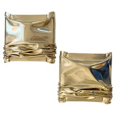 Jacques Moniquet Signed Pair of Brass Sconces for Cheret AAM Paris, 1975, France