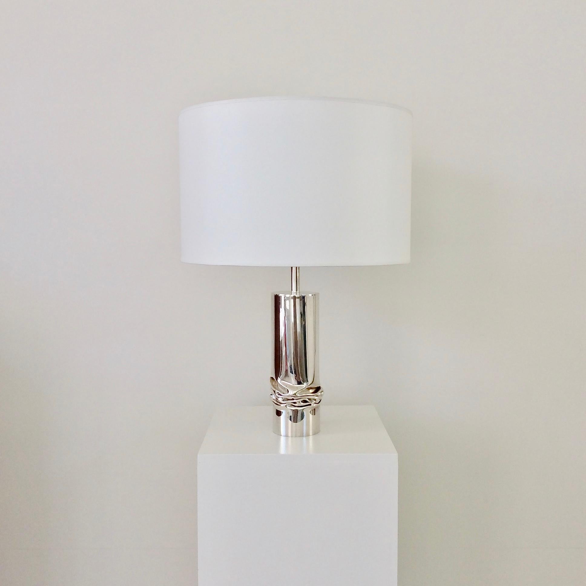 Jacques Moniquet Silver Plated Table Lamp, Cheret Edition, circa 1975, France For Sale 3
