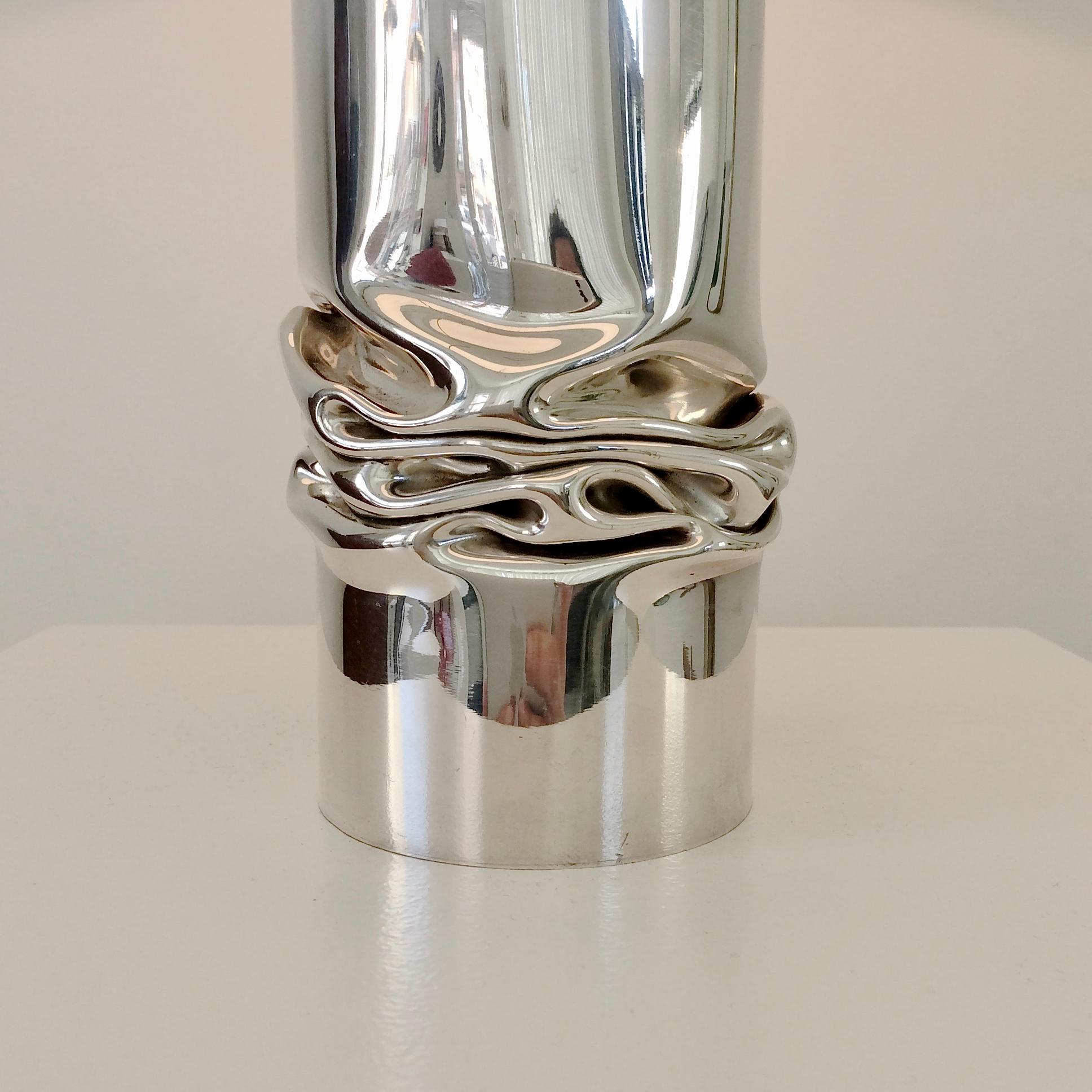 Late 20th Century Jacques Moniquet Silver Plated Table Lamp, Cheret Edition, circa 1975, France For Sale