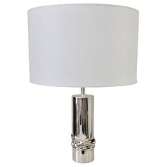 Jacques Moniquet Silver Plated Table Lamp, Cheret Edition, circa 1975, France