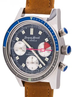 Jacques Monnat Stainless Steel Incabloc Chronograph manual wristwatch, c1970s