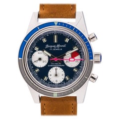 Vintage Jacques Monnat Stainless Steel Incabloc Chronograph manual wristwatch, c1970s