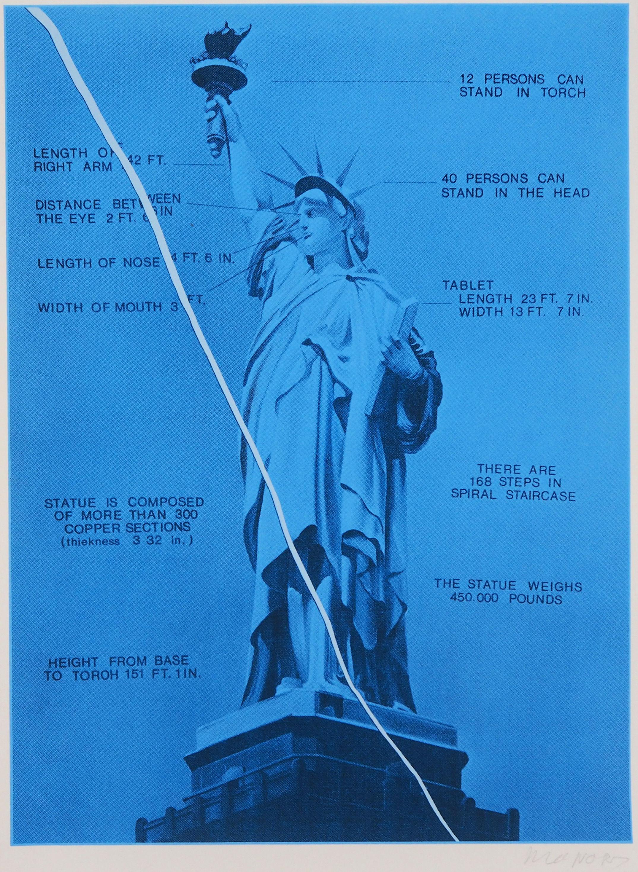 Jacques Monory Landscape Print - New-York : Statue of Liberty - Original Screenprint, Handsigned