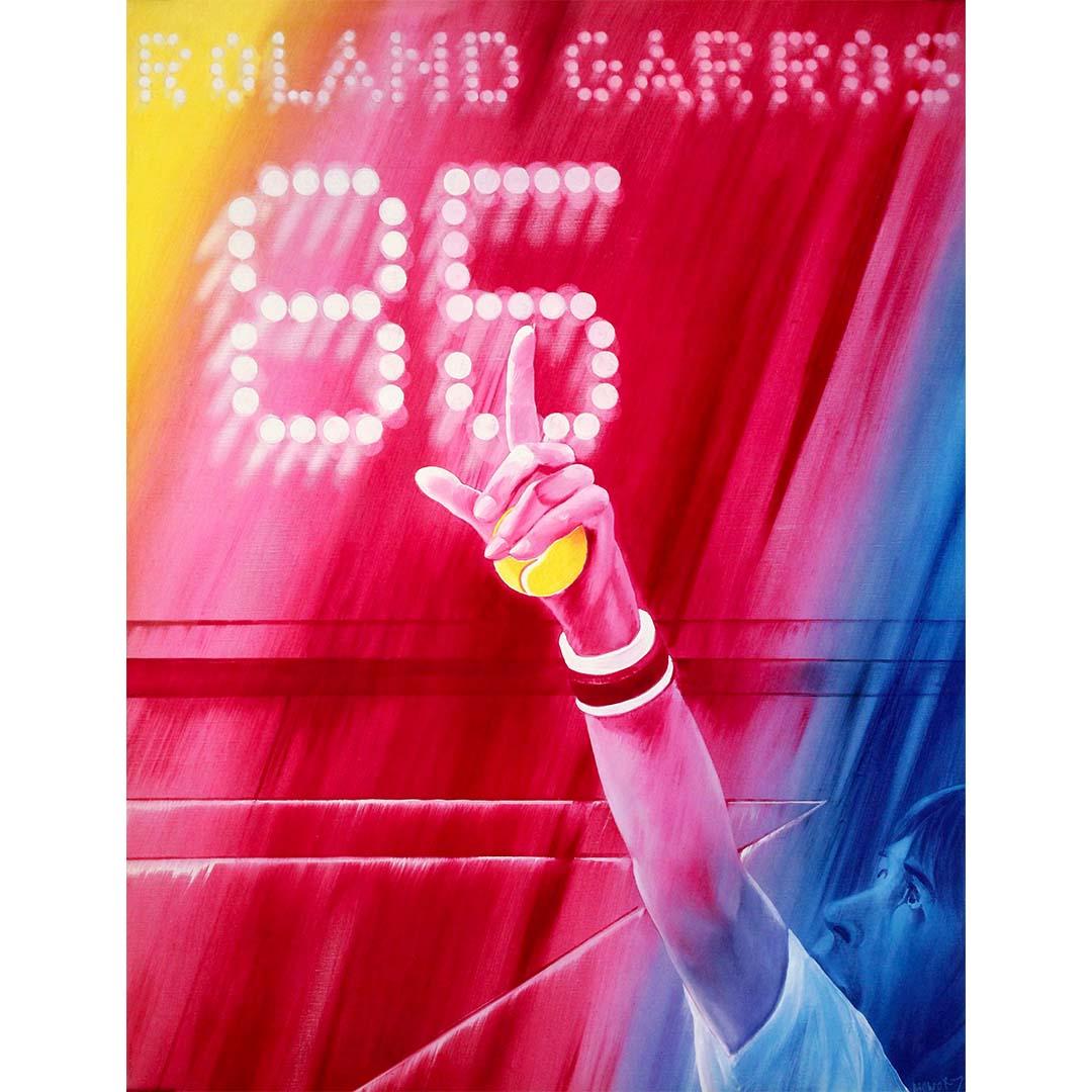 Original 1985 poster by the French artist Jacques Monory for the Roland Garros tennis tournament. Known for his cinematic style and characteristic use of blue tones, Monory was a key figure in the French Narrative Figuration movement—a counterpart