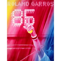 Original 1985 poster by the French artist Jacques Monory for Roland Garros