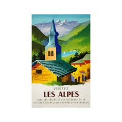 1958 original SNCF travel poster by Jacques Nathan-Garamond - Alpes SNCF