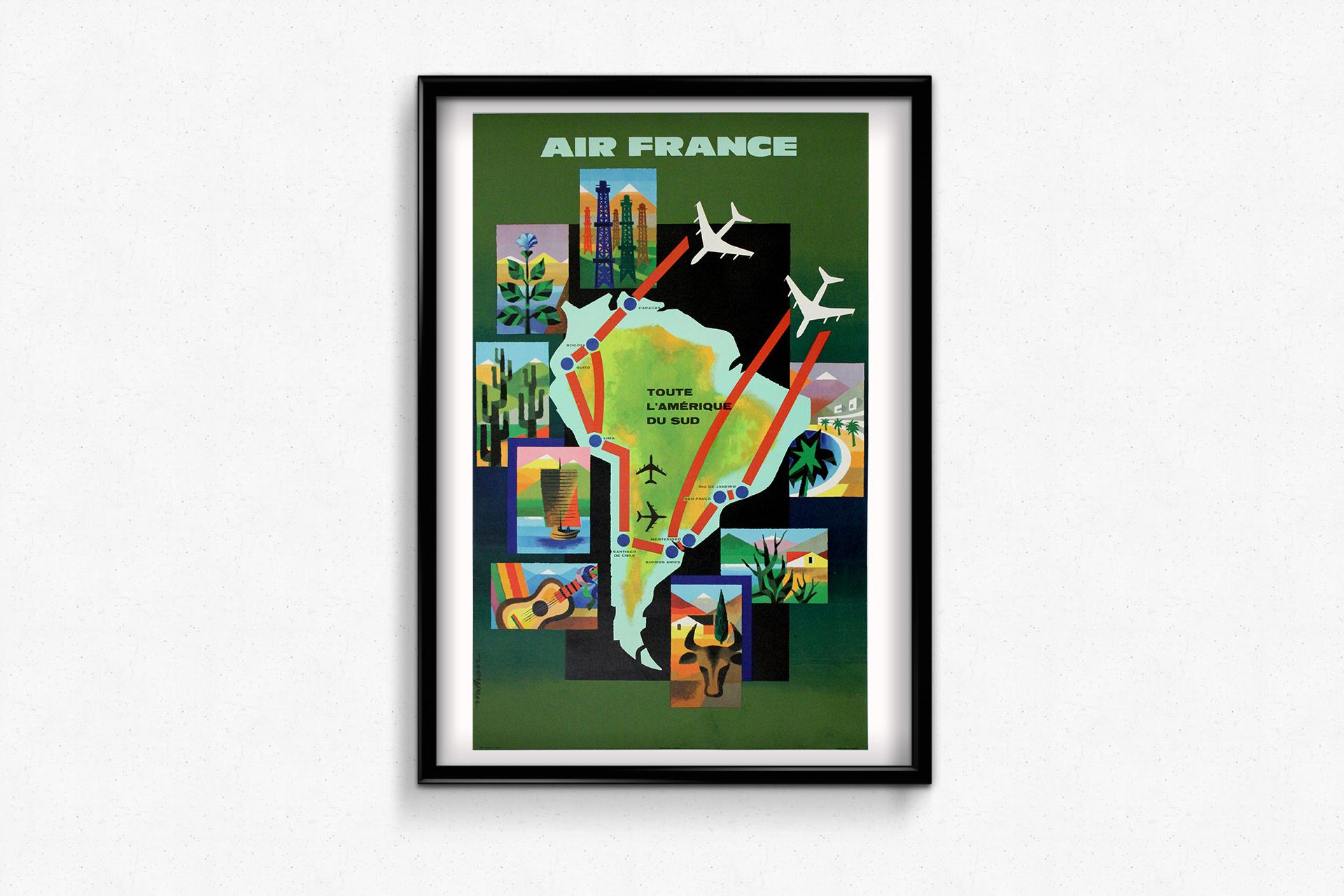 1965 travel poster Jacques Nathan-Garamond Air France South America For Sale 3