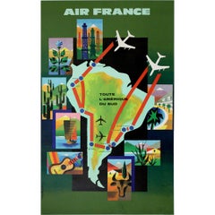 1965 travel poster Jacques Nathan-Garamond Air France South America
