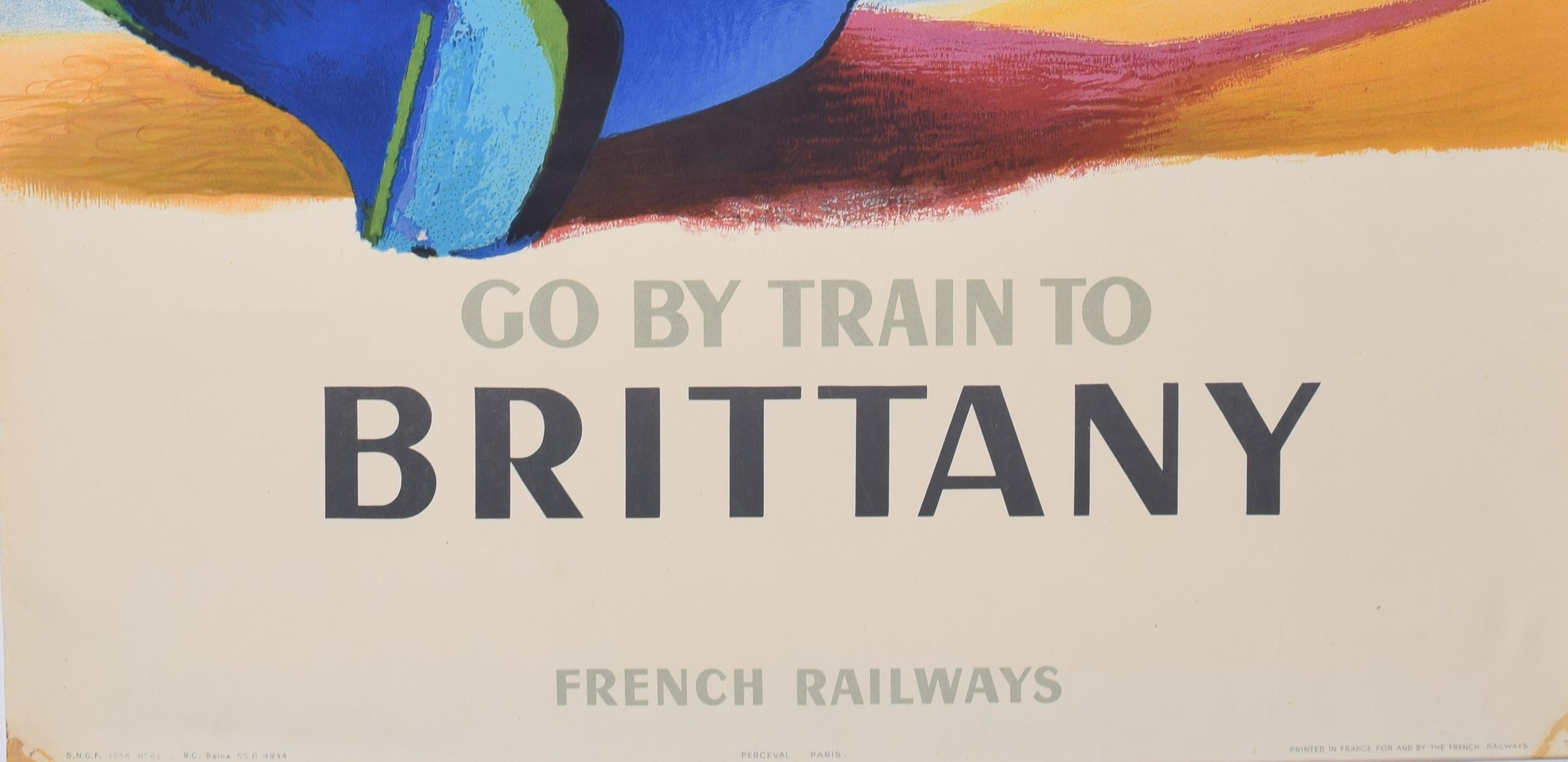 Go by Train to Brittany original vintage 1956 Nathan poster For Sale 4