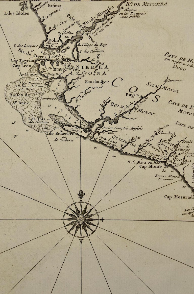 West Coast of Africa; Guinea & Sierra Leone: Bellin 18th Century Map - Beige Landscape Print by Jacques Nicolas Bellin