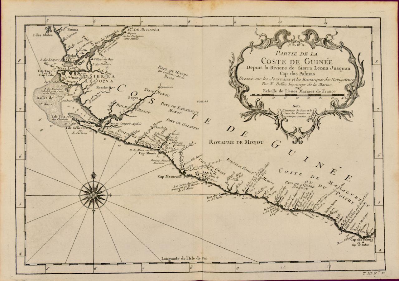 West Coast of Africa; Guinea & Sierra Leone: Bellin 18th Century Map