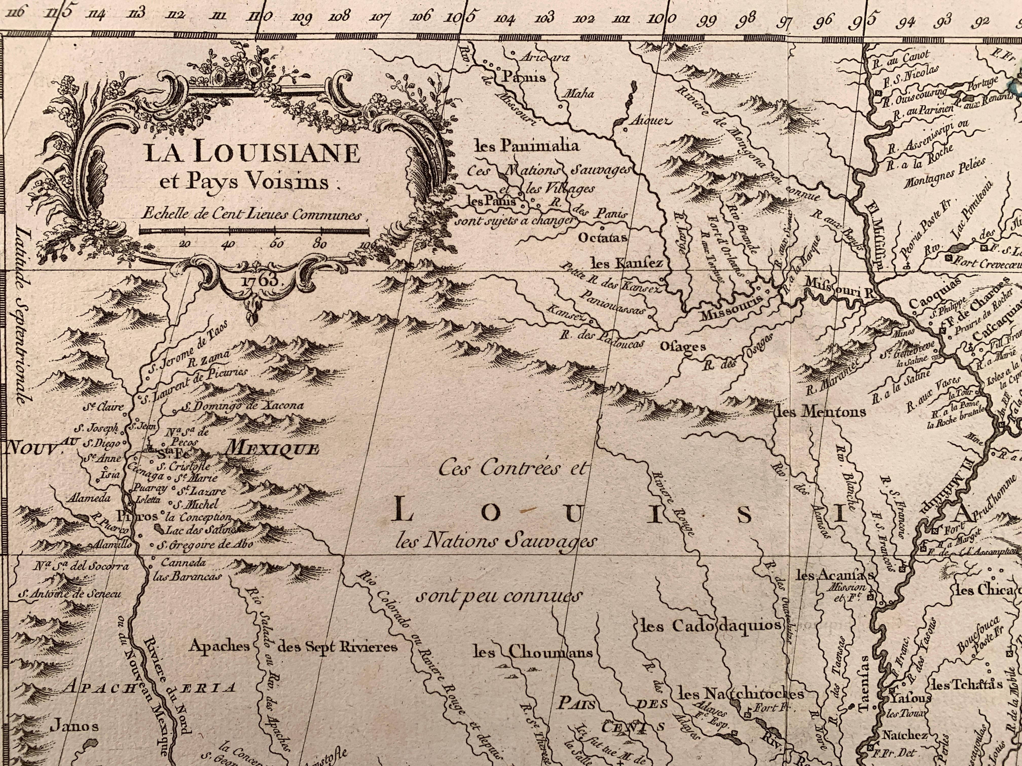 La Louisiane et Pays Voisins (Louisiana and surrounding areas) by Bellin - Print by Jacques-Nicolas Bellin