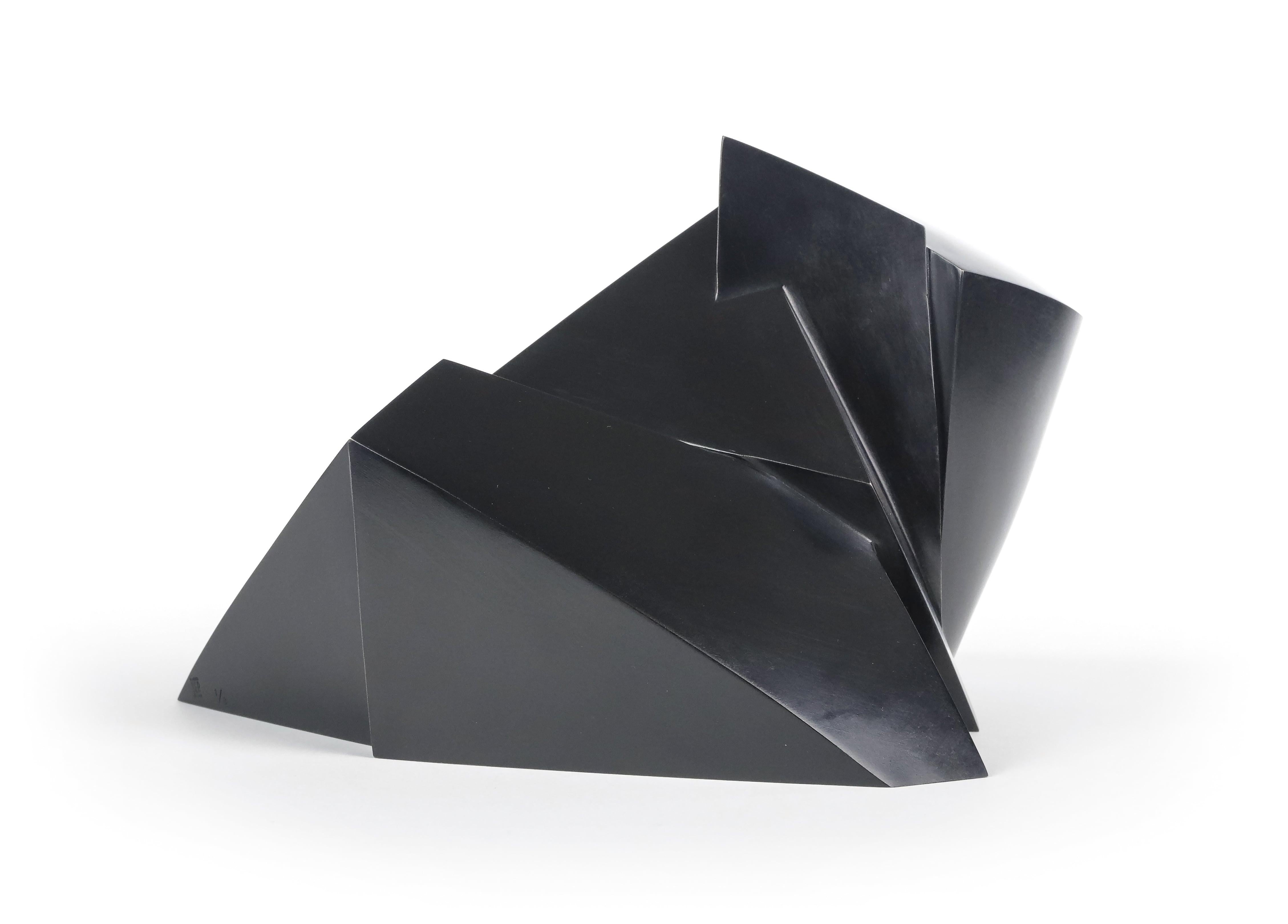 Anakio von Jacques Owczarek – schwarze Tier-Bronze-Skulptur eines Froschs, geometrisch im Angebot 2