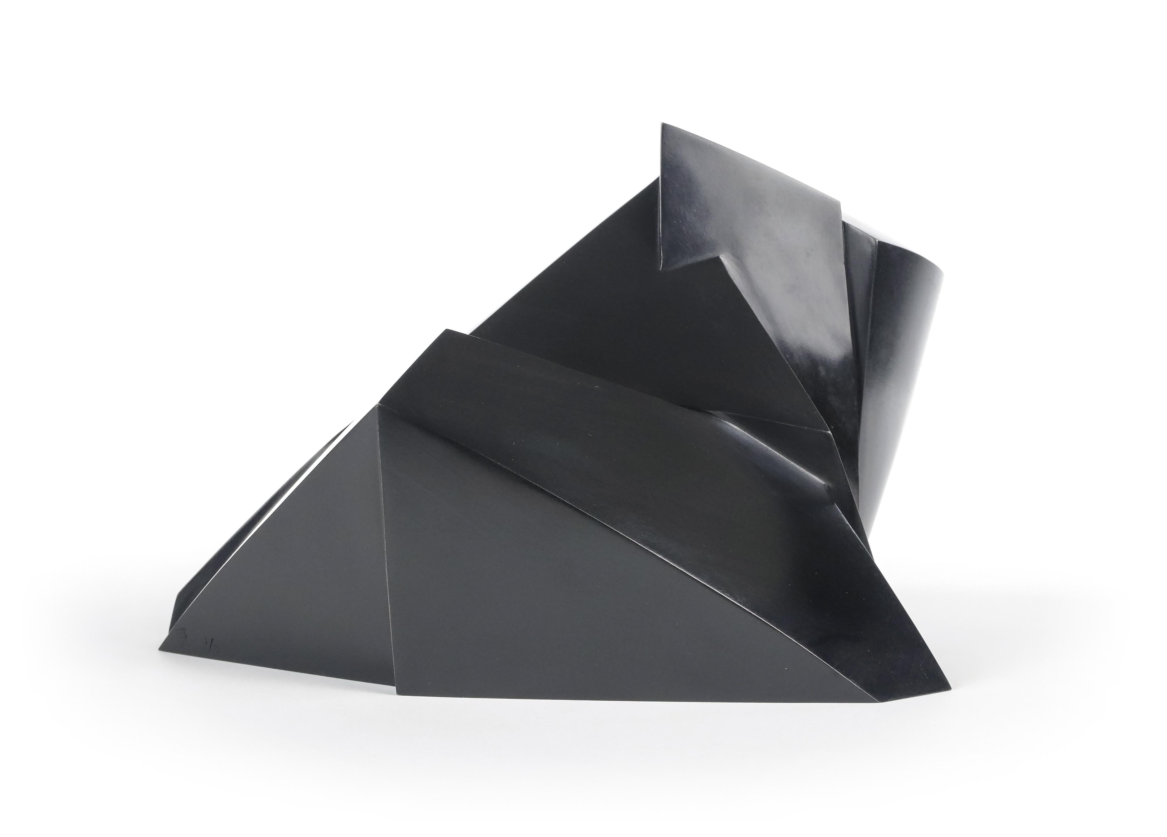 Anakio de Jacques Owczarek - Escultura animal de bronce negro de una rana, geométrica en venta 5