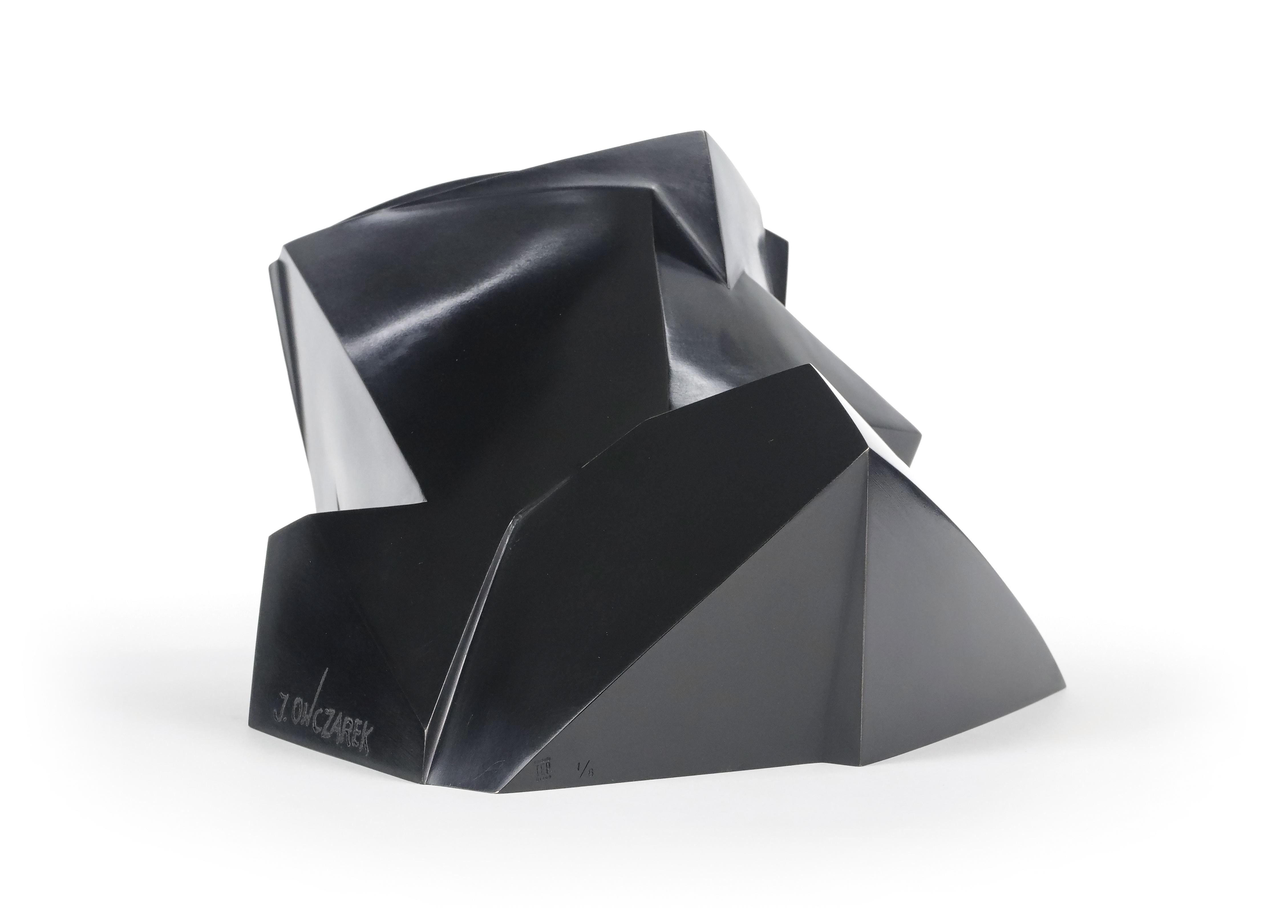 Anakio di Jacques Owczarek - Scultura animale in bronzo nero di una rana, geometrico in vendita 6