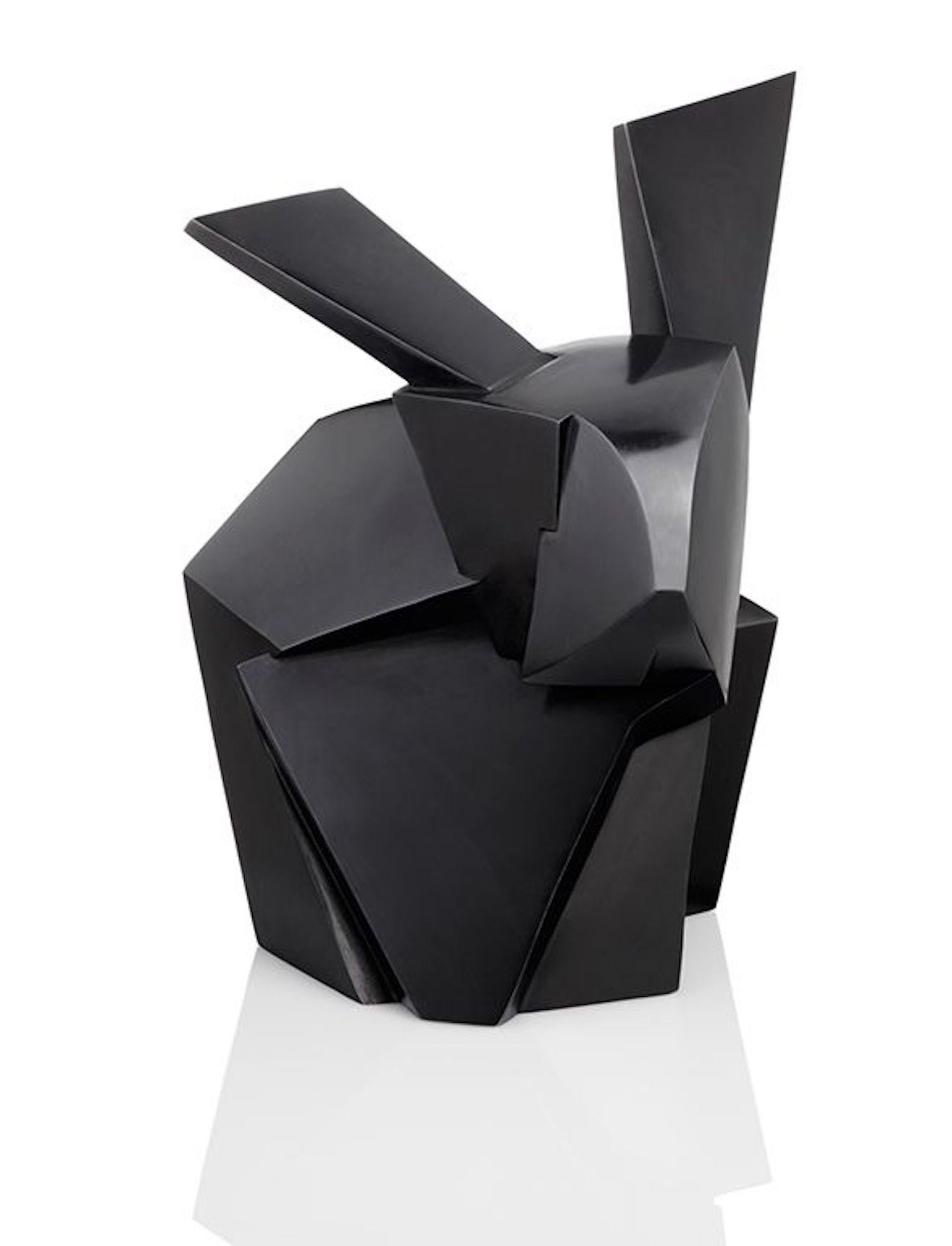 Jokio by Jacques Owczarek - Animal bronze sculpture of a rabbit, black colour For Sale 4