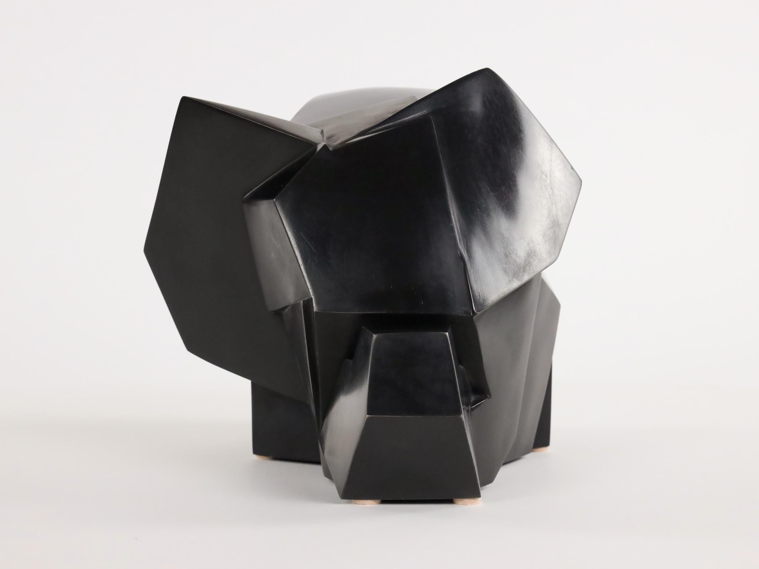 Kiofantino by Jacques Owczarek - Animal bronze black sculpture of an elephant For Sale 4