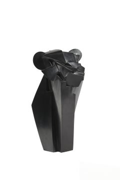 Kiomba by Jacques Owczarek - Animal bronze black sculpture of a lion