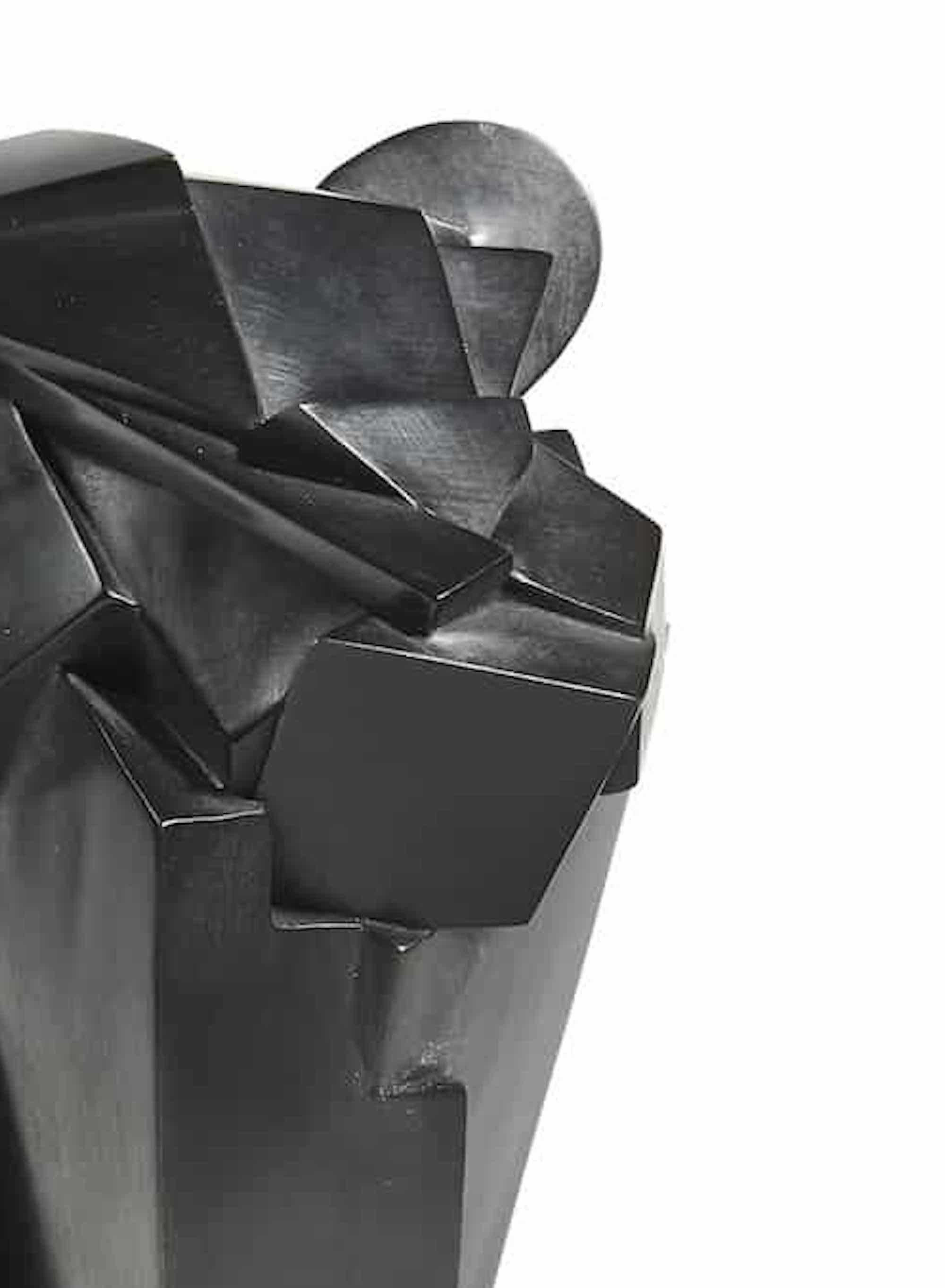 Kiomba di Jacques Owczarek - Scultura animale in bronzo nero di un leone, liscia in vendita 4
