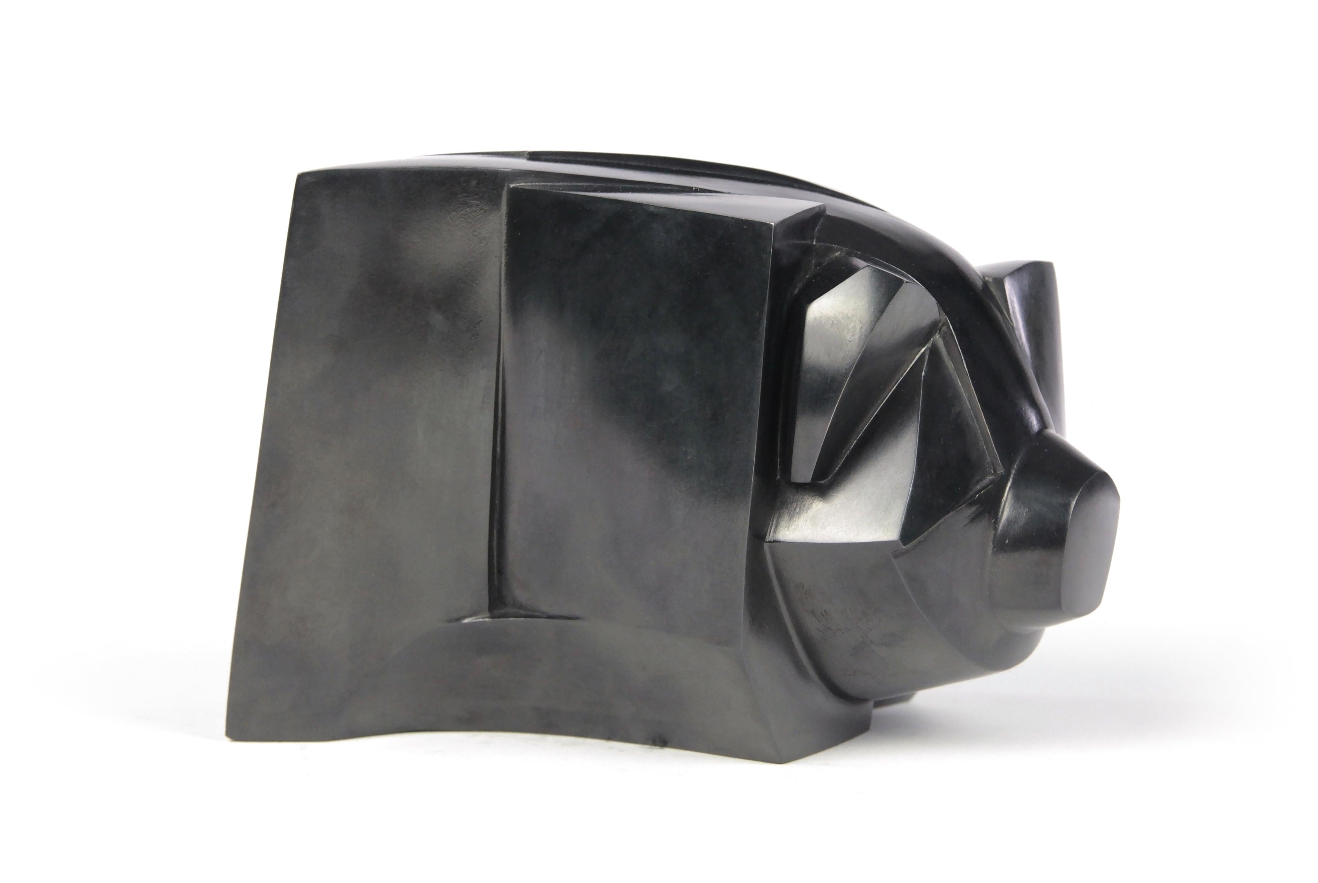 Kioo di Jacques Owczarek - Scultura animale in bronzo di un maiale, nero