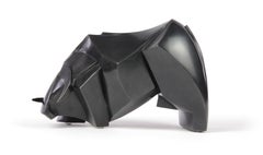 Kioshimura by Jacques Owczarek - Animal bronze black sculpture of a bull, smooth