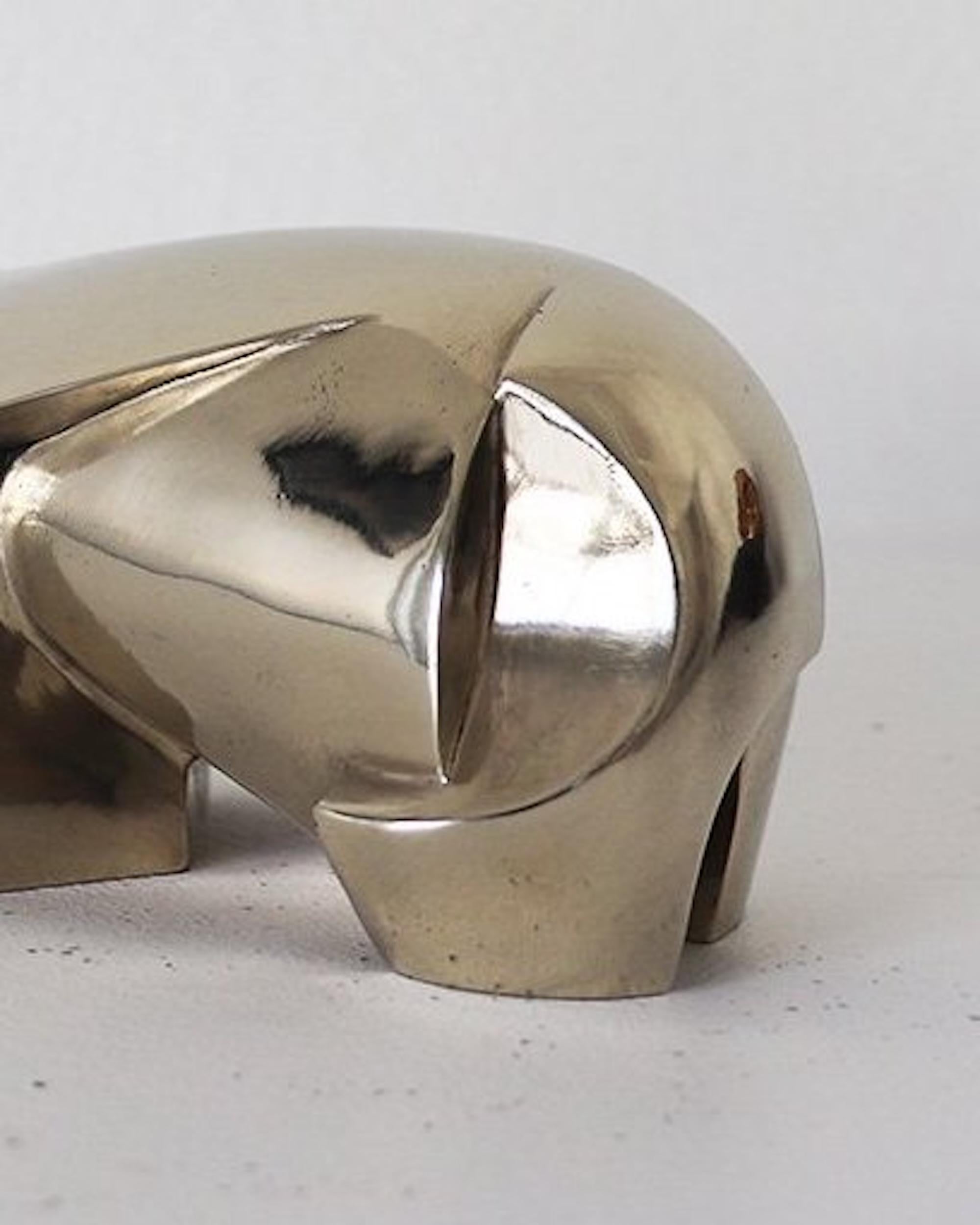 Kioveo Must di Jacques Owczarek - Scultura in bronzo bianco, animale, astratta in vendita 6
