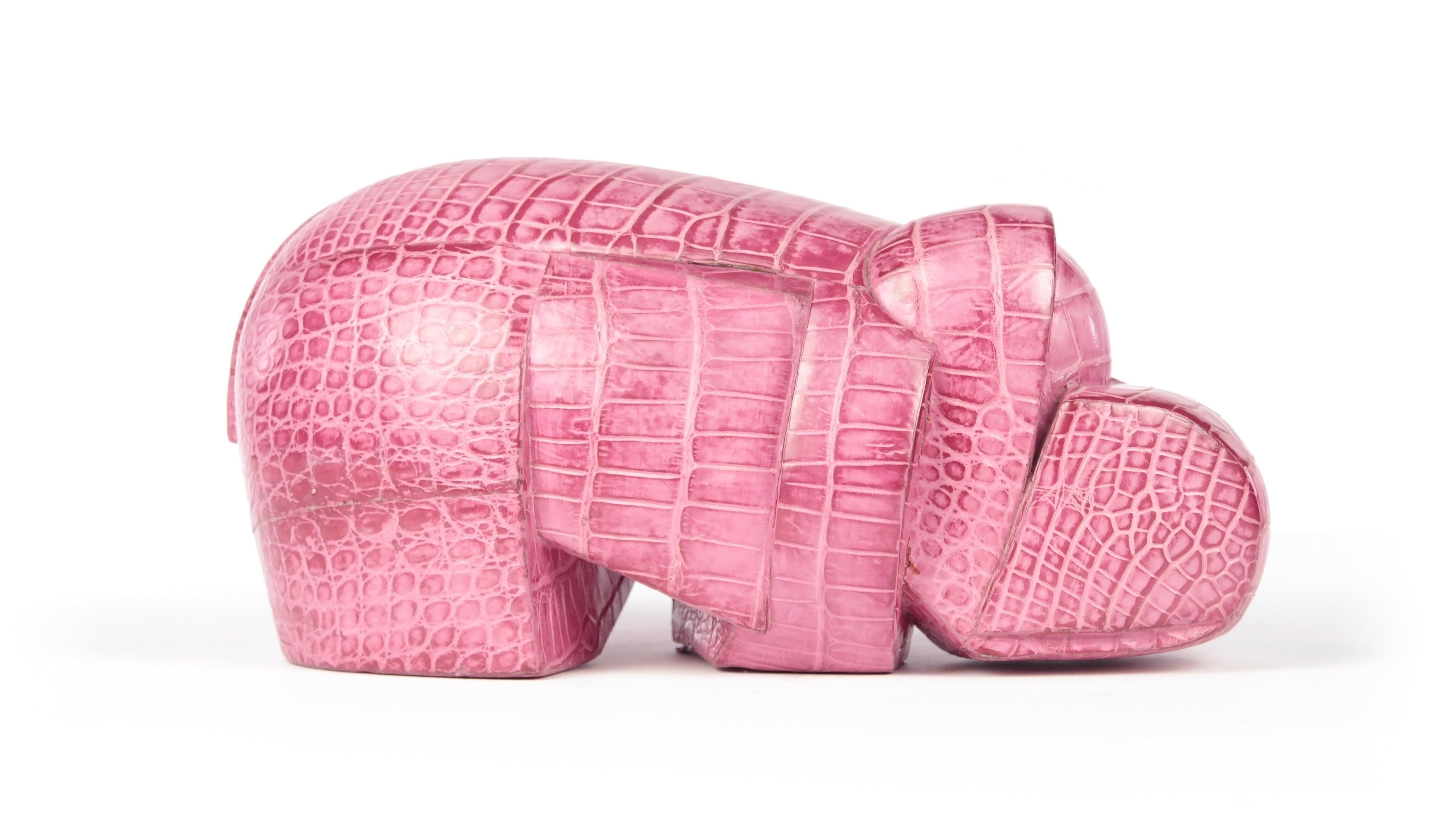 Pink Kioveo by Jacques Owczarek - Animal sculpture of a hippopotamus, polymer For Sale 3