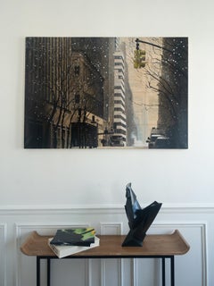 Rooster by Jacques Owczarek - Animal bronze sculpture, geometric, dark, bird