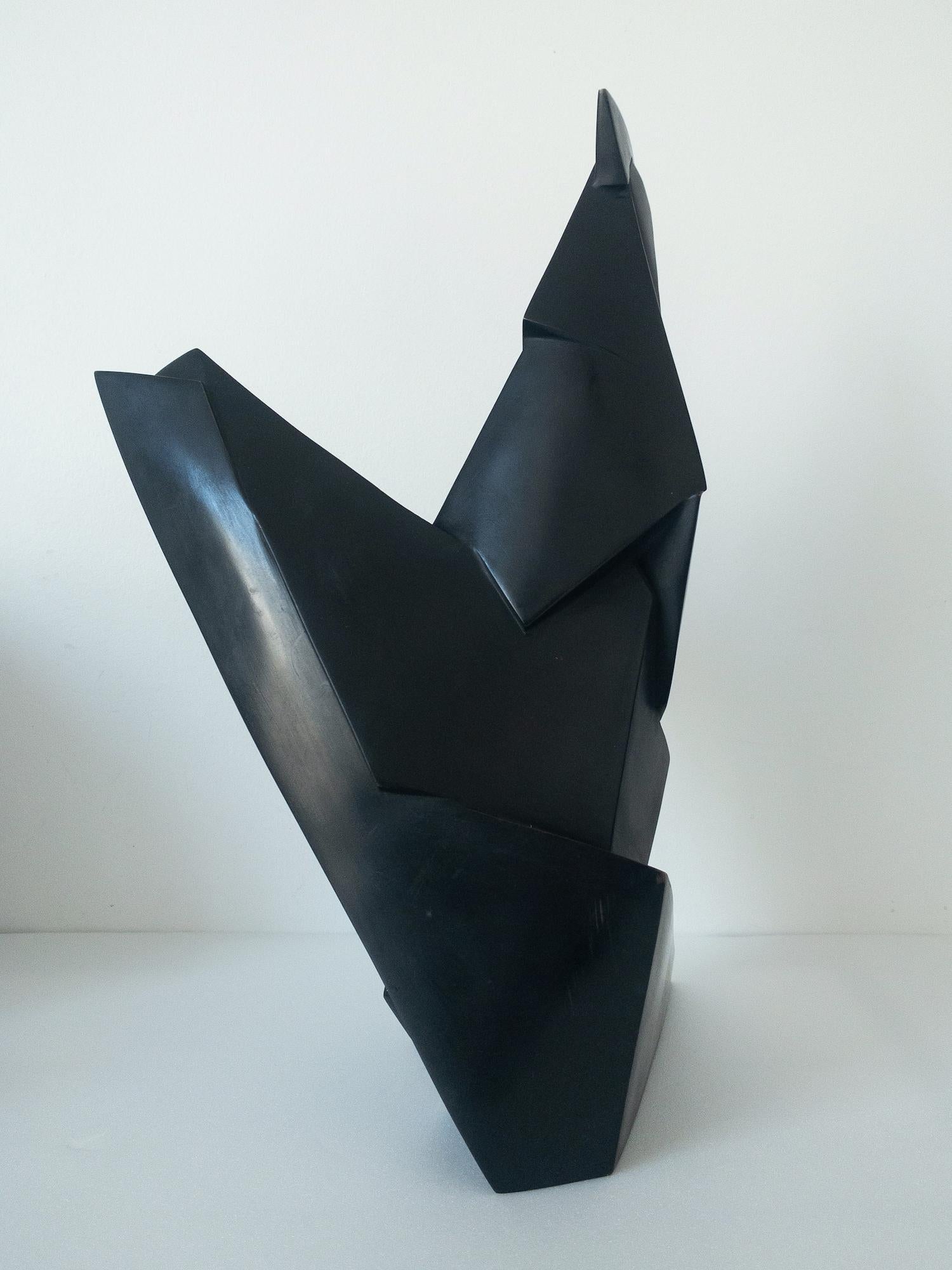 Gallo de Jacques Owczarek - Escultura animal en bronce, geométrica, oscura, pájaro en venta 6