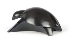 Takioaka von Jacques Owczarek – schwarze Tier-Bronze-Skulptur einer Schildkröte