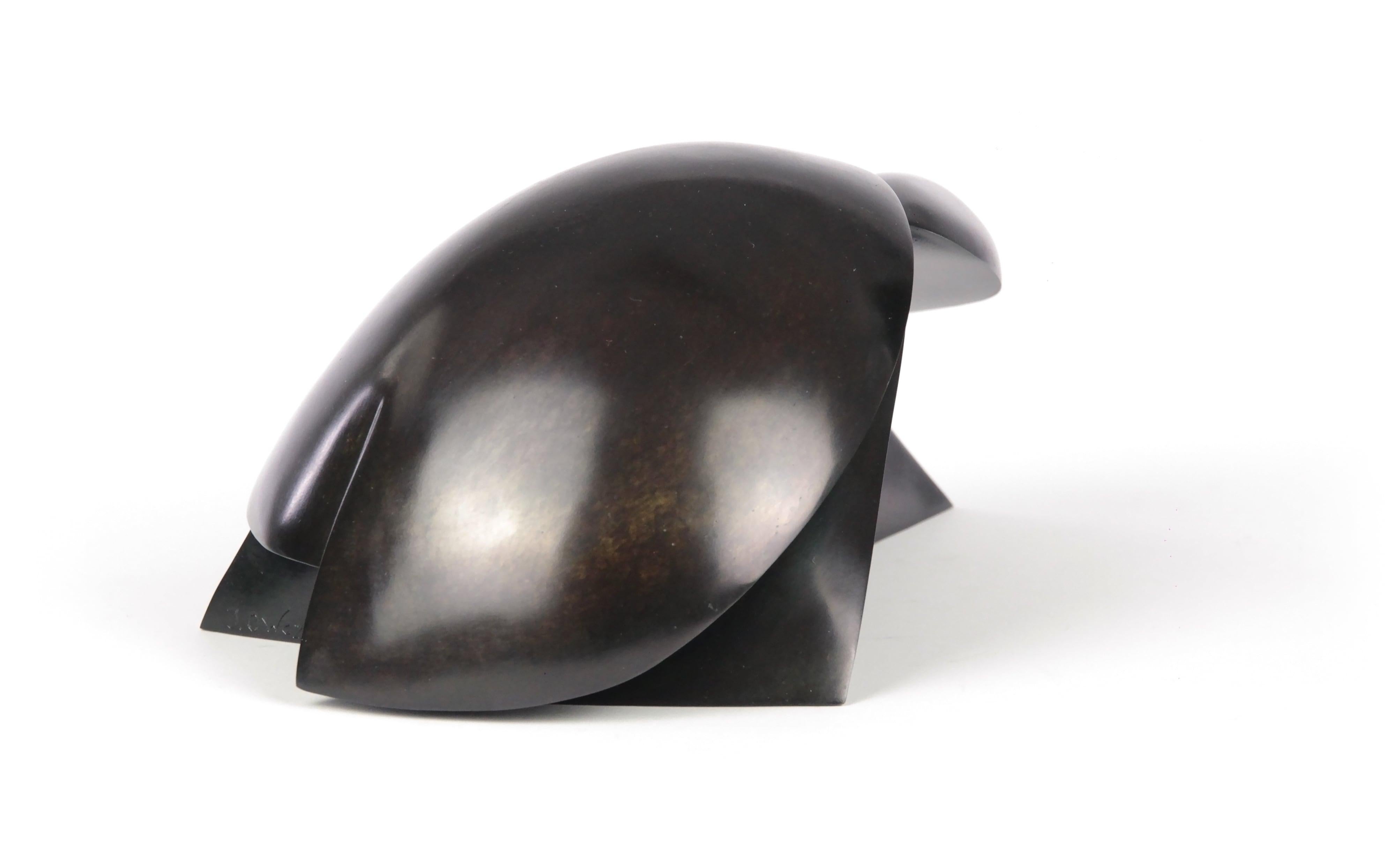 Takioka by Jacques Owczarek - Animal bronze black sculpture of a turtle For Sale 3