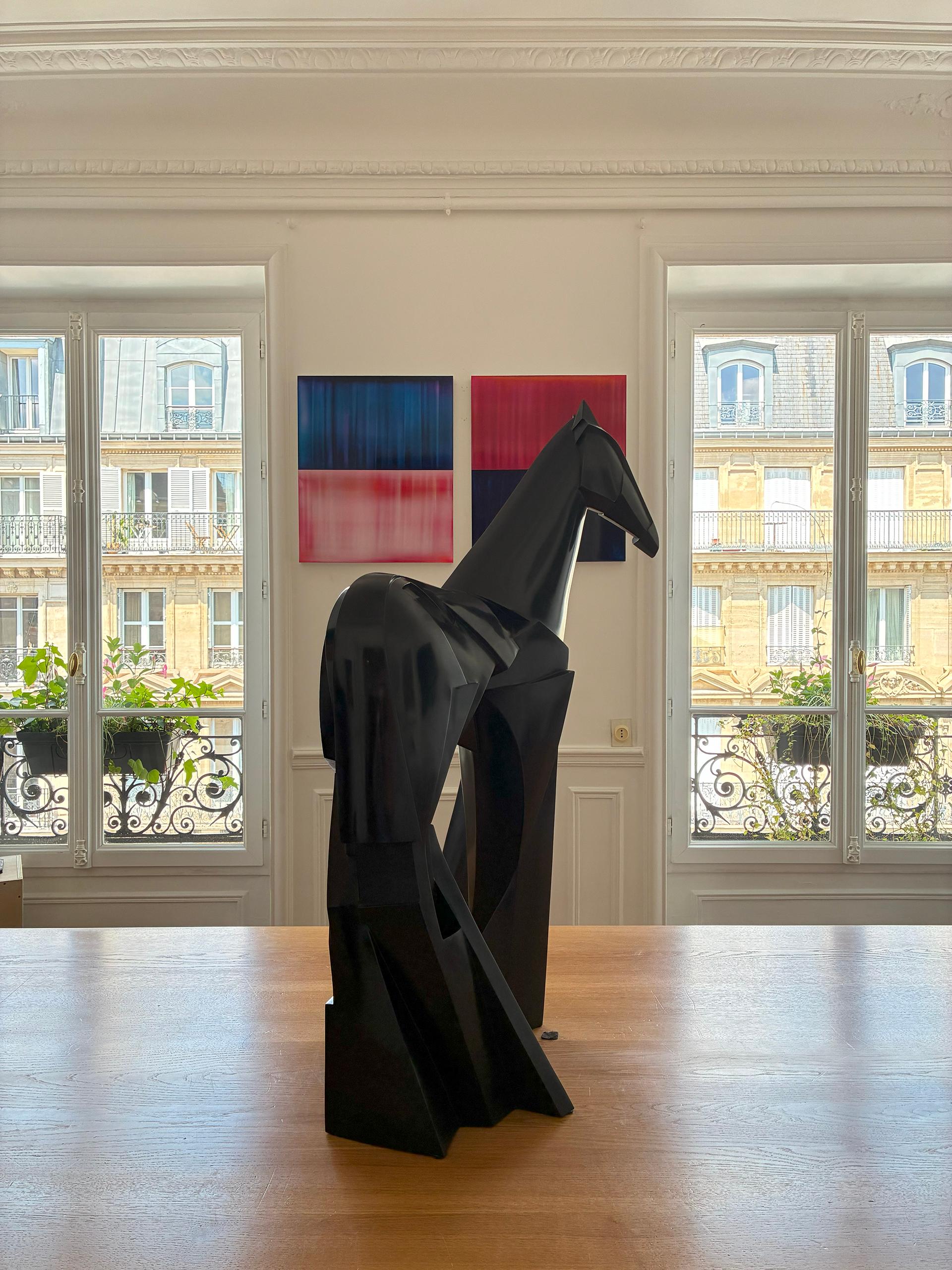 Xsakioro di Jacques Owczarek - Scultura animale in bronzo nero di un cavallo liscio in vendita 8