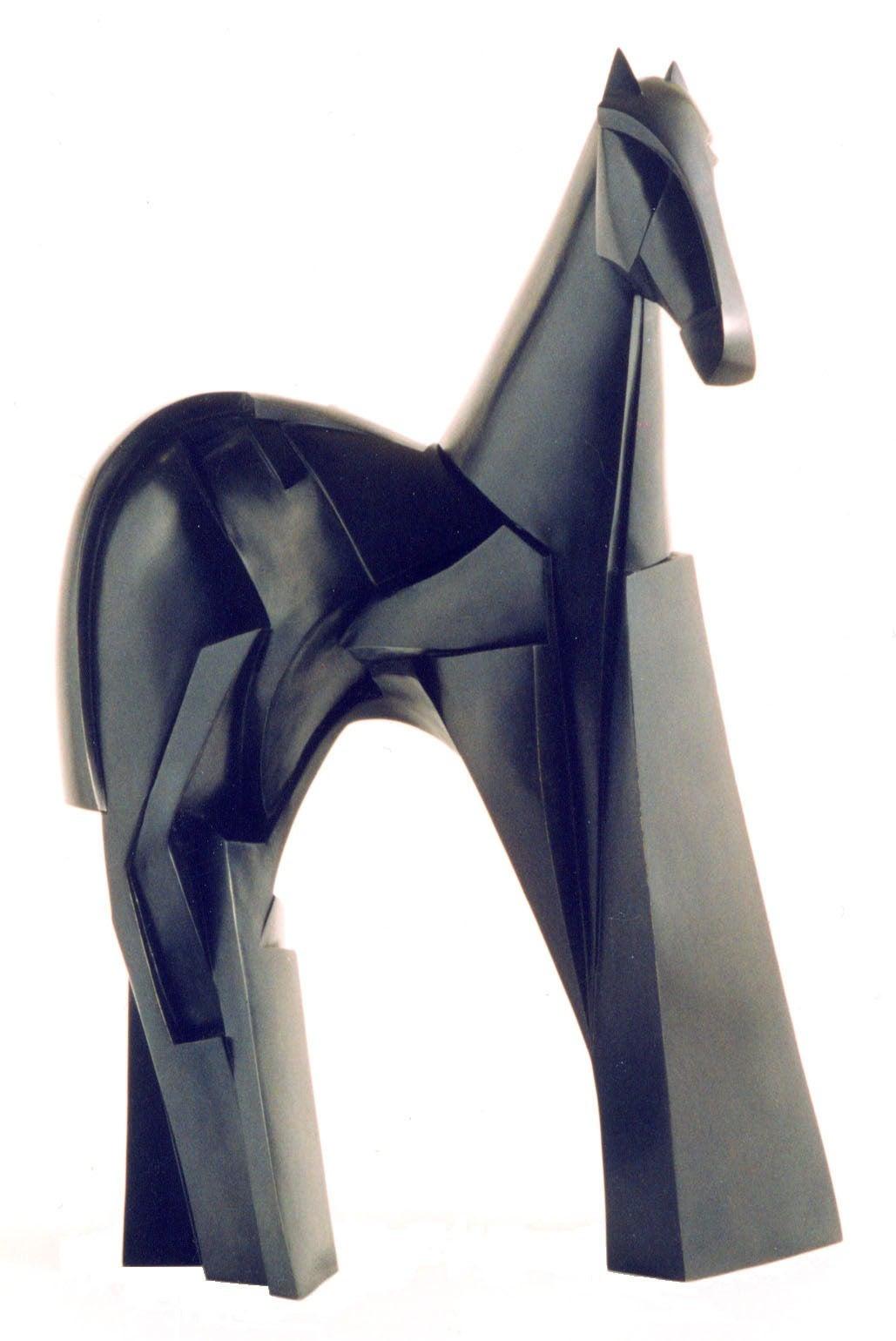 Xsakioro by Jacques Owczarek - Animal bronze black sculpture of a horse, smooth For Sale 1