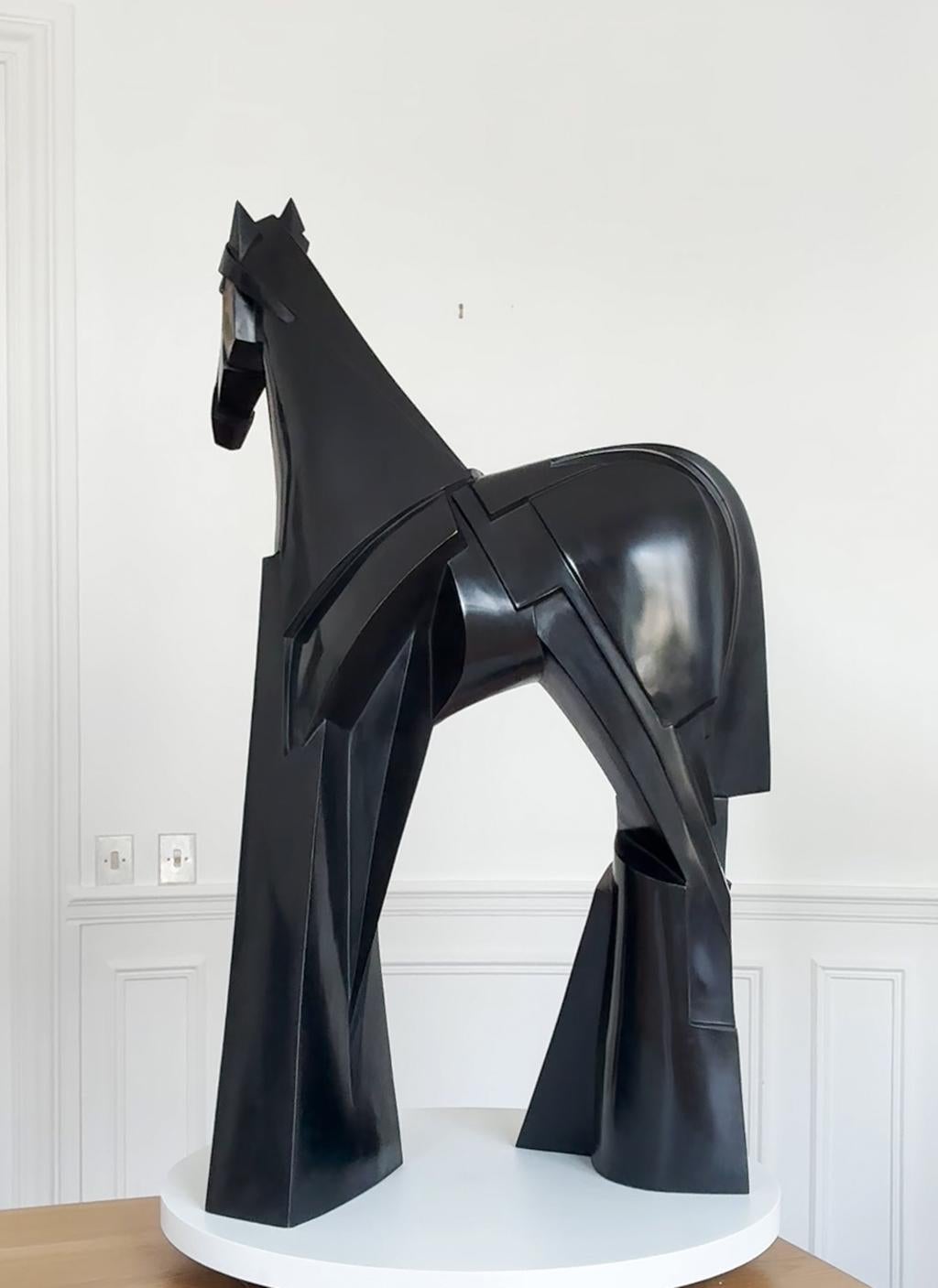 Xsakioro di Jacques Owczarek - Scultura animale in bronzo nero di un cavallo liscio in vendita 3