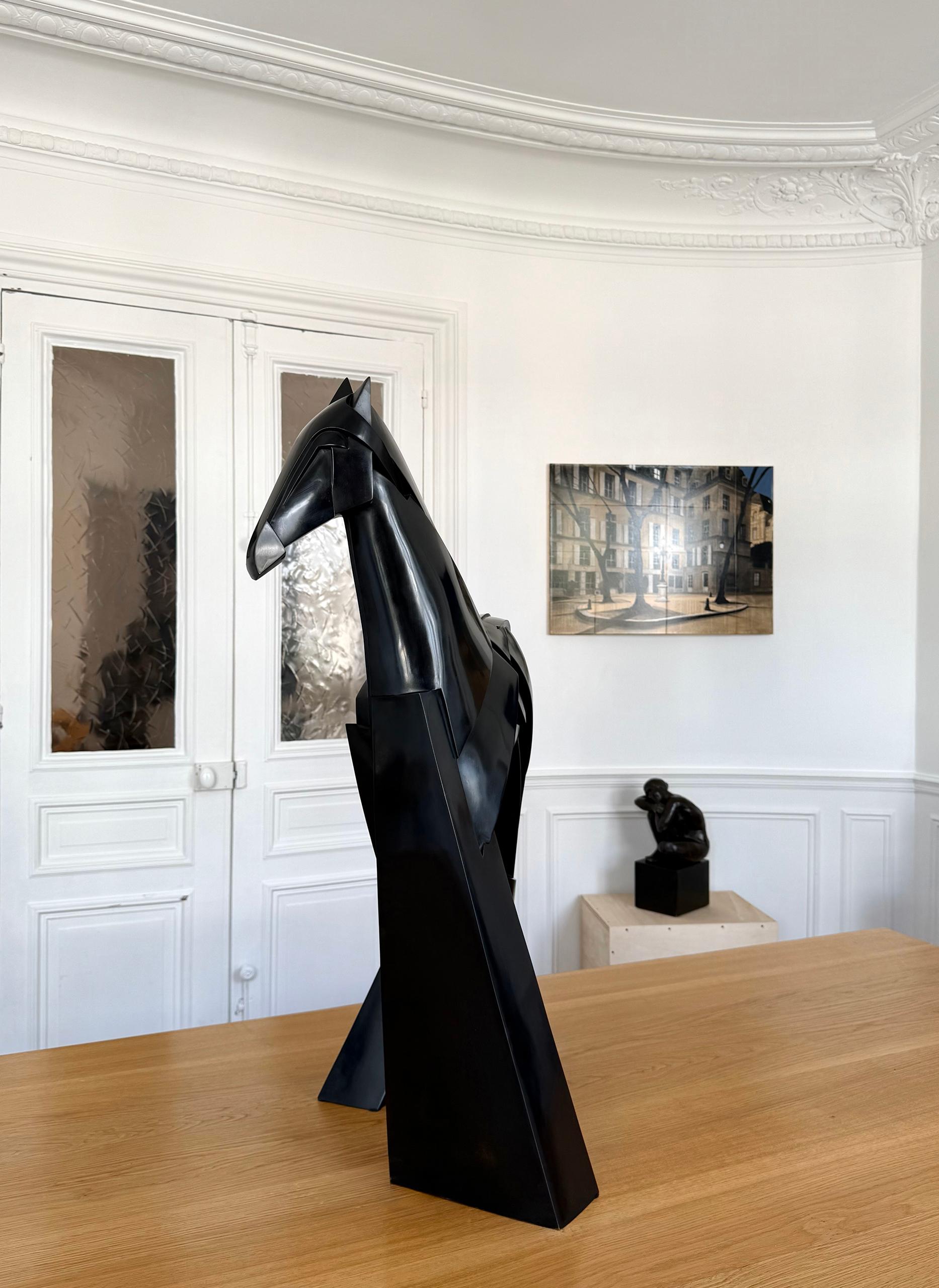 Xsakioro di Jacques Owczarek - Scultura animale in bronzo nero di un cavallo liscio in vendita 5