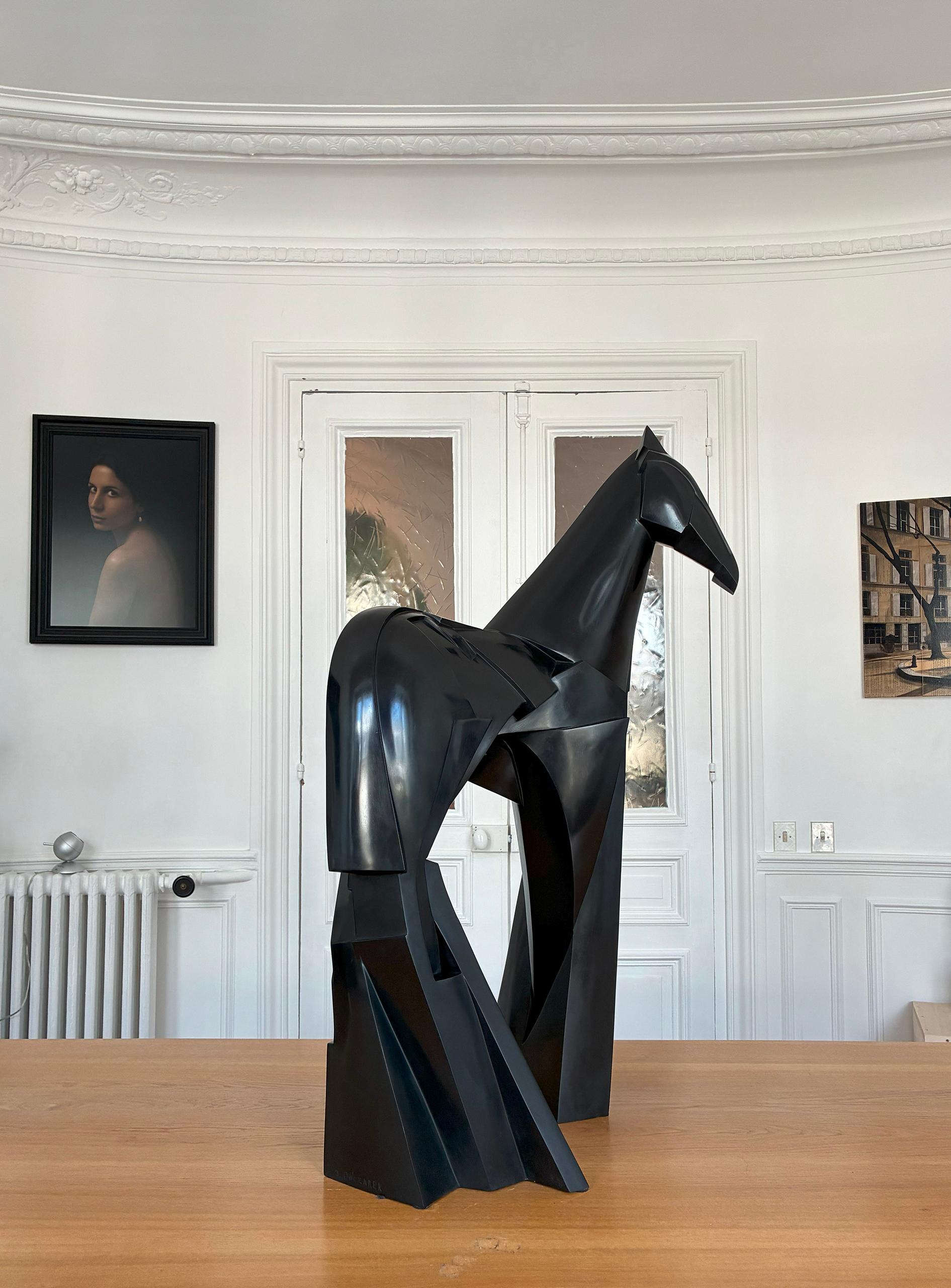 Xsakioro di Jacques Owczarek - Scultura animale in bronzo nero di un cavallo liscio in vendita 7