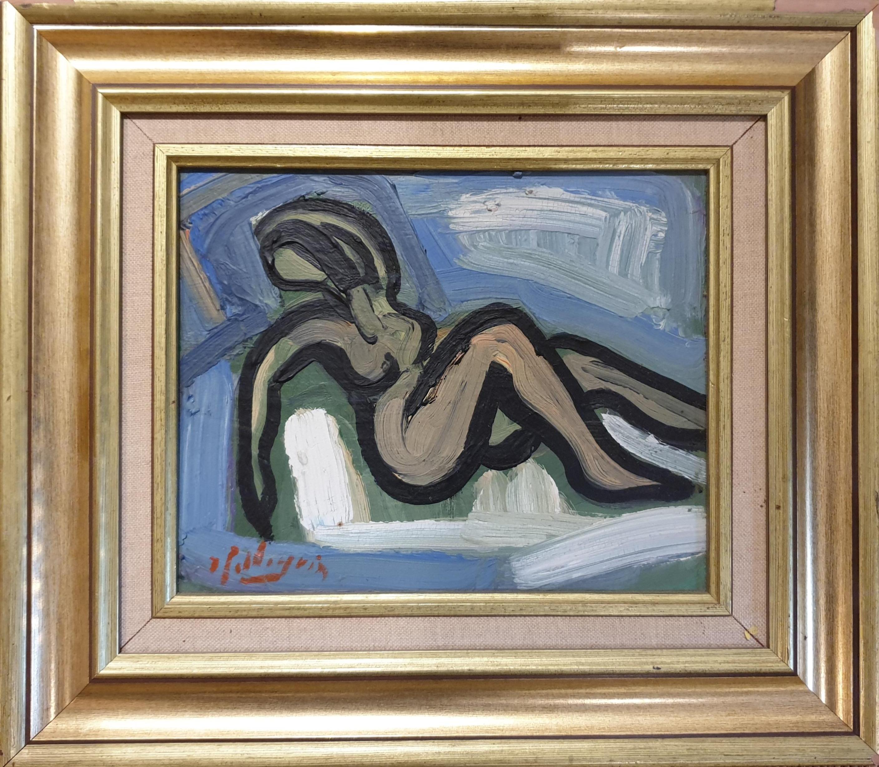 'Nue', Hommage to Derain and Les Fauves. - Painting by Jacques Pellegrin