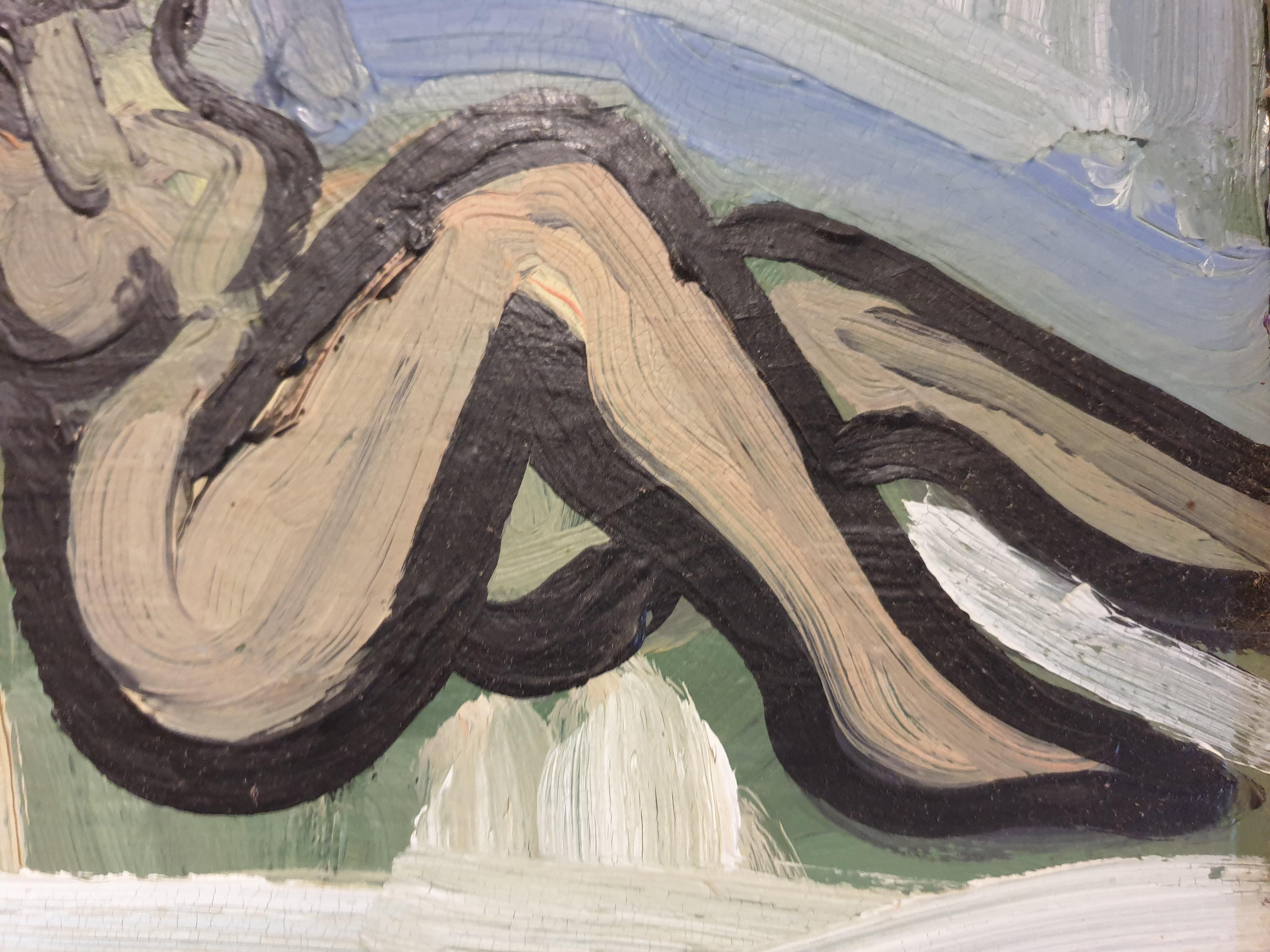 'Nue', Hommage to Derain and Les Fauves. - Fauvist Painting by Jacques Pellegrin