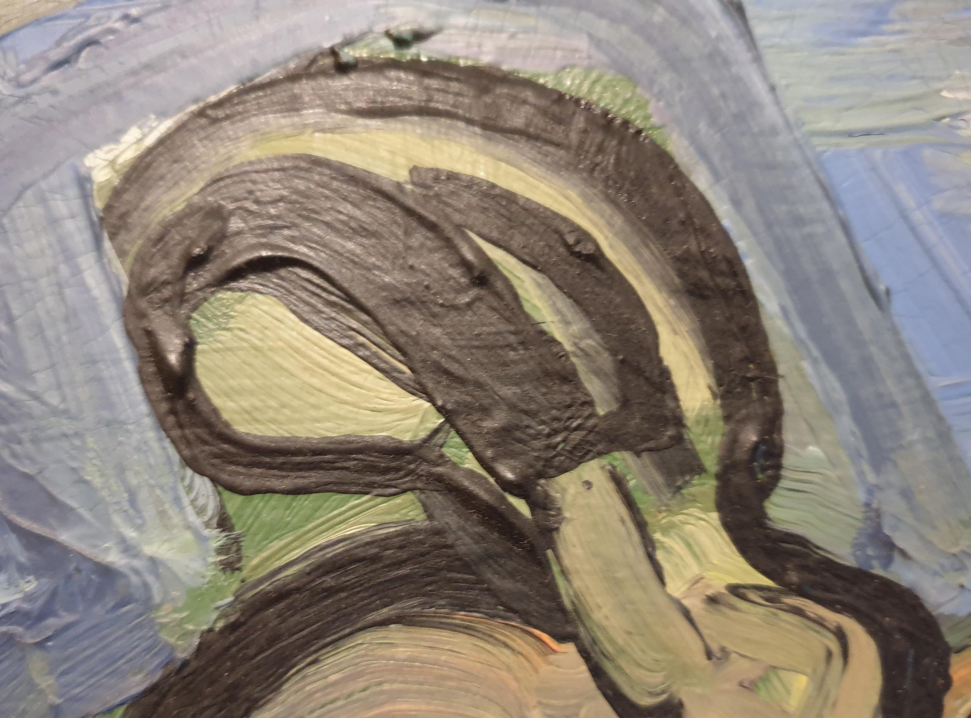 'Nue', Hommage to Derain and Les Fauves. - Gray Figurative Painting by Jacques Pellegrin