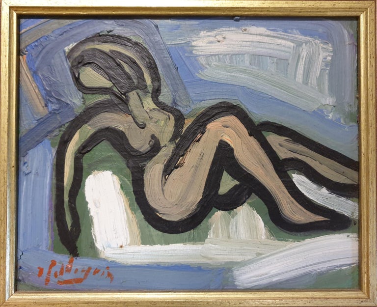 Jacques Pellegrin Figurative Painting - 'Nue', Hommage to Derain and Les Fauves.